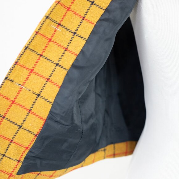 Vintage 90s GAP Mustard Plaid Wool Vest Unisex Medium Holiday Waistcoat - Picture 13 of 16